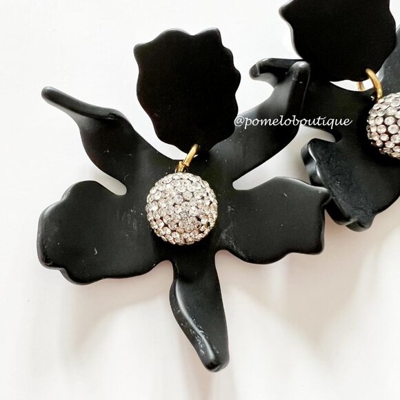 Lele Sadoughi Small Crystal Lily Earrings Jet - Picture 3 of 7